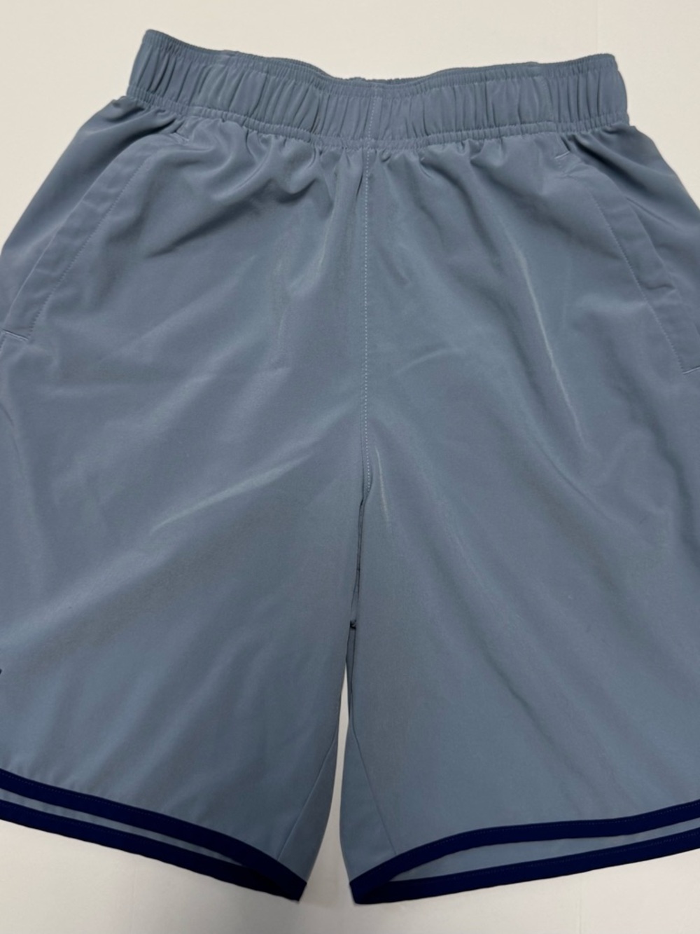 Under Armour Men’s Light Blue Athletic Shorts with Navy Trim